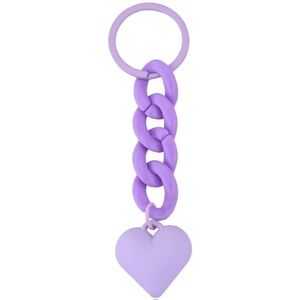 💜NEW Chunky Chain Heart Bag Charm/ Keychain Lilac Purple